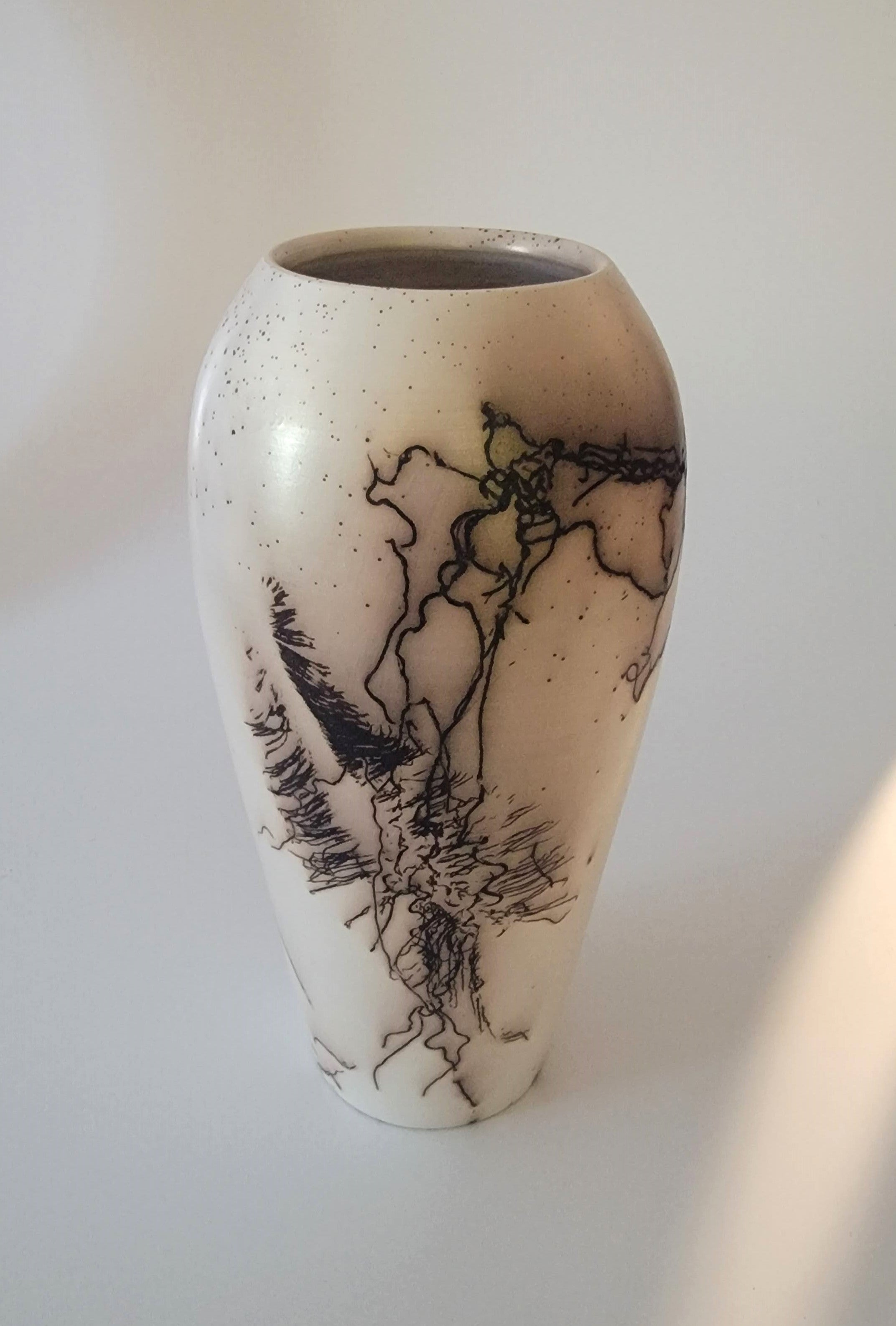 Golden Icarus Horsehair Raku Vase