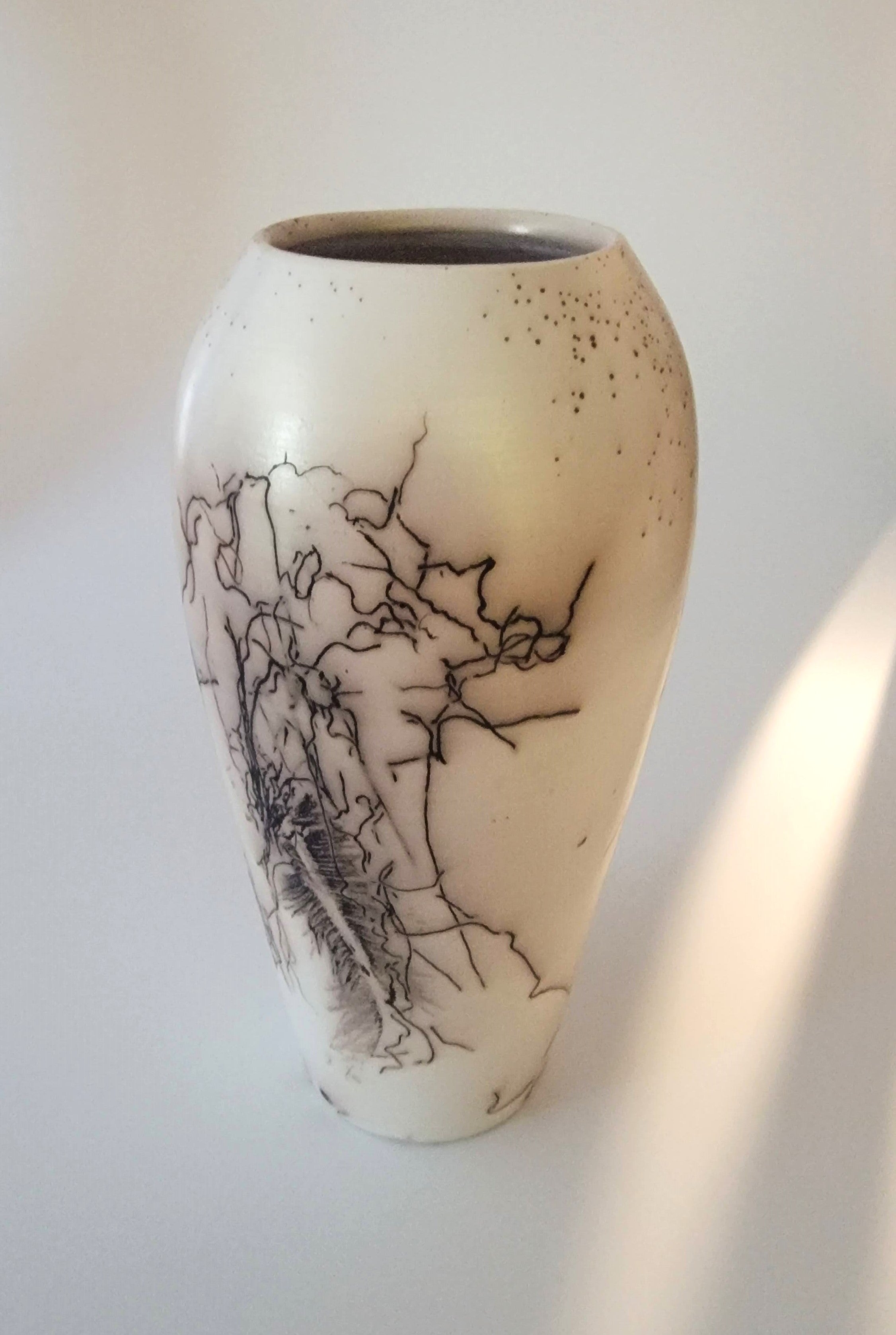 Golden Icarus Horsehair Raku Vase