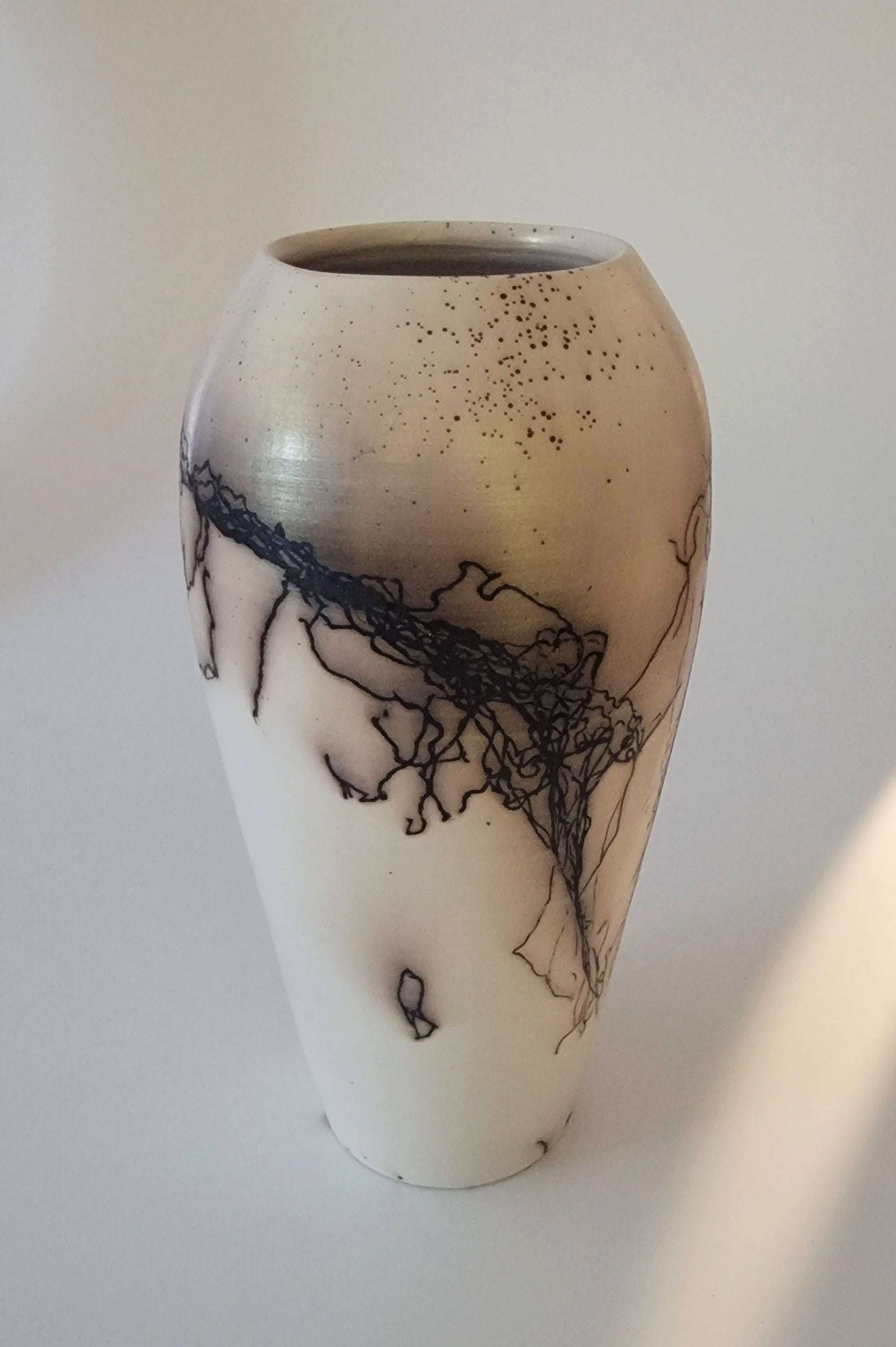 Golden Icarus Horsehair Raku Vase