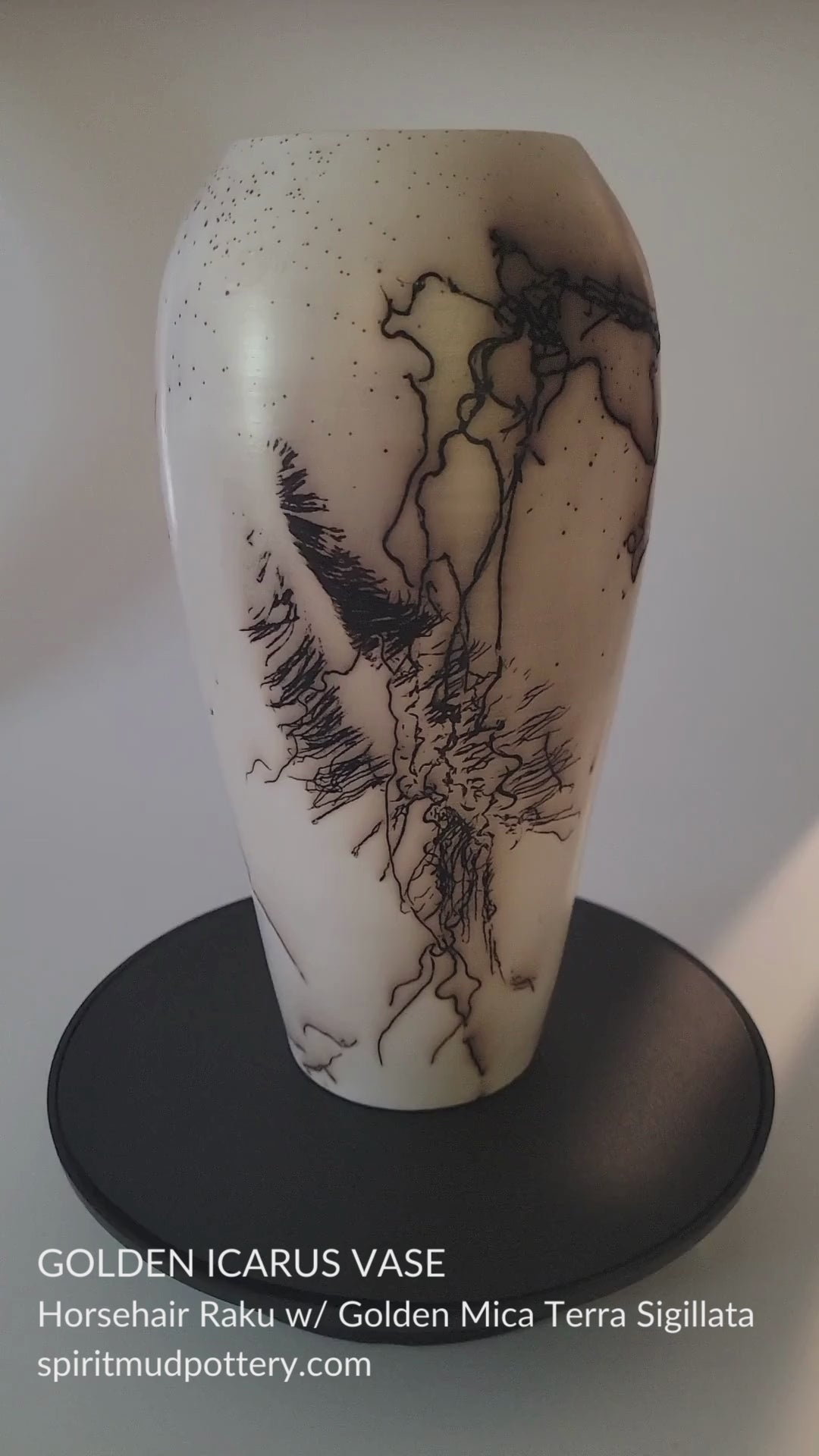 Golden Icarus Horsehair Raku Vase